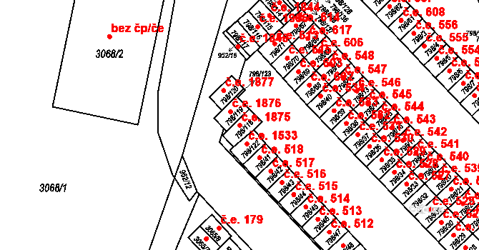 Český Těšín 1875 na parcele st. 798/118 v KÚ Český Těšín, Katastrální mapa
