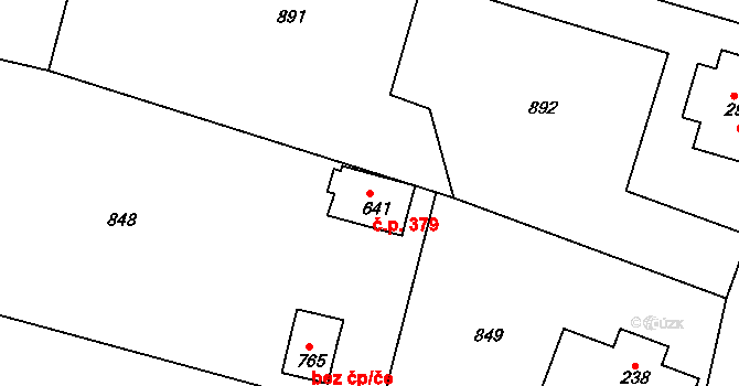 Rumburk 3-Dolní Křečany 379, Rumburk na parcele st. 641 v KÚ Dolní Křečany, Katastrální mapa