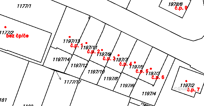 Vimperk III 3, Vimperk na parcele st. 1197/9 v KÚ Vimperk, Katastrální mapa