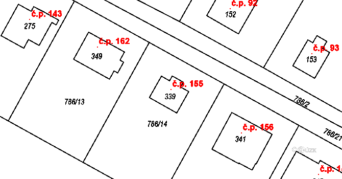 Mírovka 155, Havlíčkův Brod na parcele st. 339 v KÚ Mírovka, Katastrální mapa