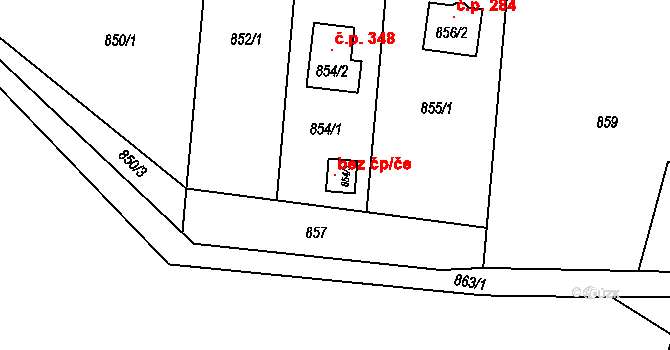 Bělotín 98181530 na parcele st. 854/3 v KÚ Bělotín, Katastrální mapa