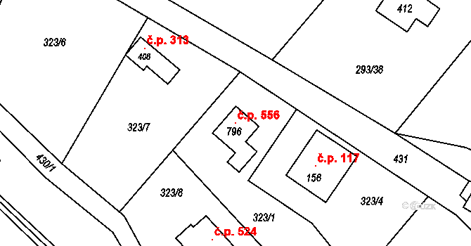 Horní Datyně 556, Vratimov na parcele st. 796 v KÚ Horní Datyně, Katastrální mapa