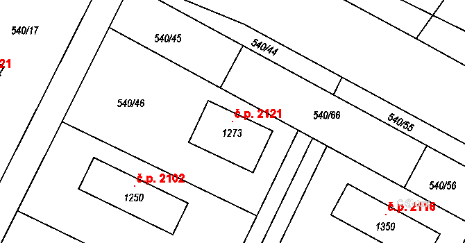 Ládví 2121, Kamenice na parcele st. 1273 v KÚ Ládví, Katastrální mapa