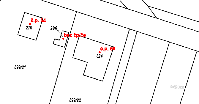 Bežerovice 60, Sudoměřice u Bechyně na parcele st. 324 v KÚ Bežerovice, Katastrální mapa