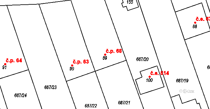 Hamry 68, Plumlov na parcele st. 89 v KÚ Hamry, Katastrální mapa