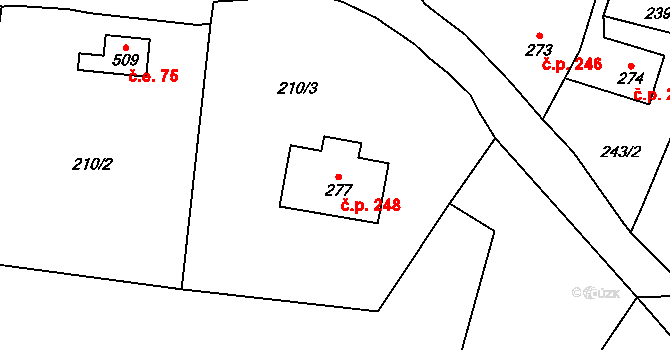 Vranov nad Dyjí 248 na parcele st. 277 v KÚ Vranov nad Dyjí, Katastrální mapa