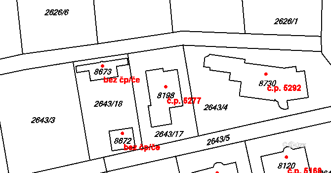 Zlín 5277 na parcele st. 8198 v KÚ Zlín, Katastrální mapa
