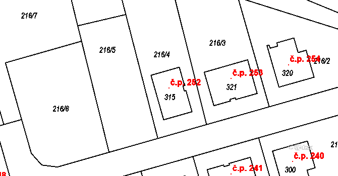 Telce 252, Peruc na parcele st. 315 v KÚ Telce, Katastrální mapa