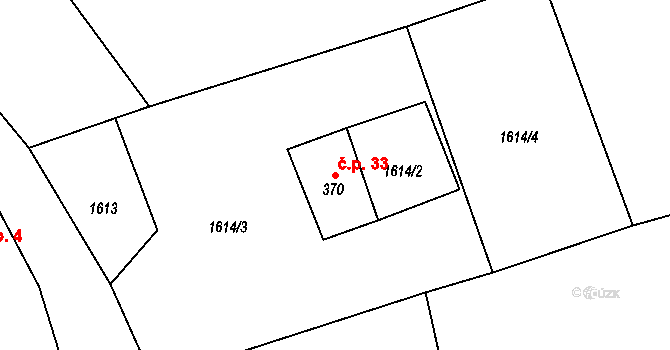 Loučná nad Nisou 33, Janov nad Nisou na parcele st. 370 v KÚ Loučná nad Nisou, Katastrální mapa