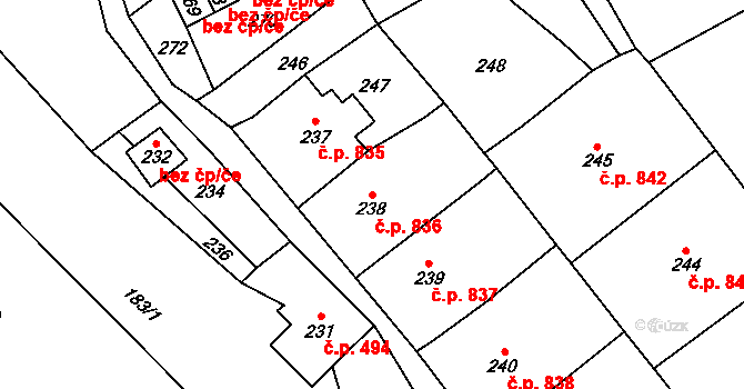 Desná III 836, Desná na parcele st. 238 v KÚ Desná III, Katastrální mapa