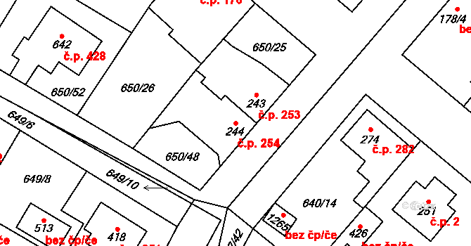 Líbeznice 254 na parcele st. 244 v KÚ Líbeznice, Katastrální mapa