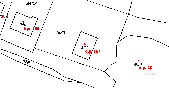 Rychaltice 157, Hukvaldy na parcele st. 371 v KÚ Rychaltice, Katastrální mapa