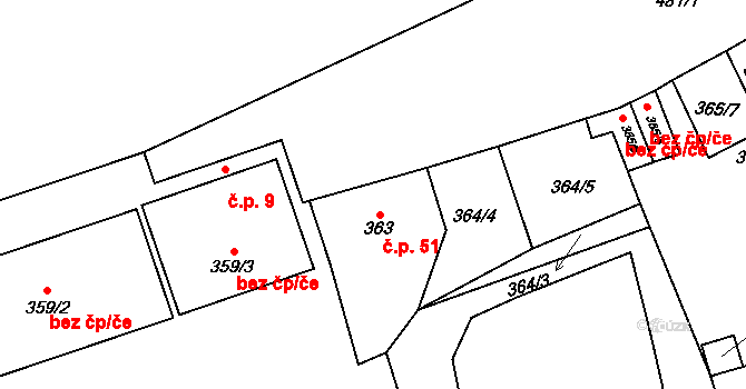 Liblice 51, Český Brod na parcele st. 363 v KÚ Liblice u Českého Brodu, Katastrální mapa