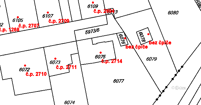 Kročehlavy 2714, Kladno na parcele st. 6075 v KÚ Kročehlavy, Katastrální mapa