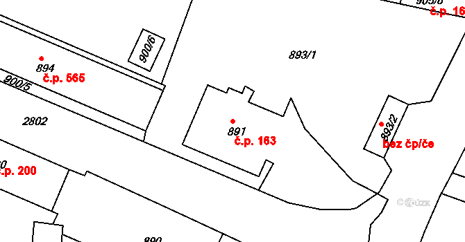 Dačice V 163, Dačice na parcele st. 891 v KÚ Dačice, Katastrální mapa