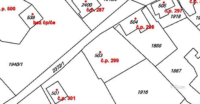 Lomnice nad Popelkou 299 na parcele st. 503 v KÚ Lomnice nad Popelkou, Katastrální mapa