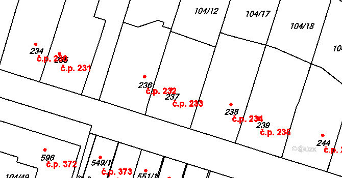 Předměřice nad Labem 233 na parcele st. 237 v KÚ Předměřice nad Labem, Katastrální mapa
