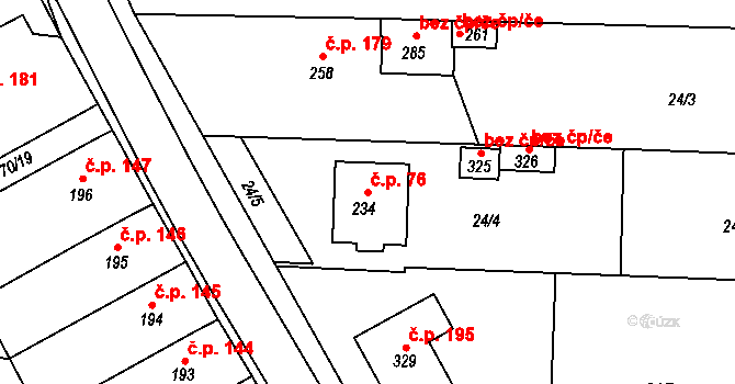 Žalkovice 76 na parcele st. 234 v KÚ Žalkovice, Katastrální mapa