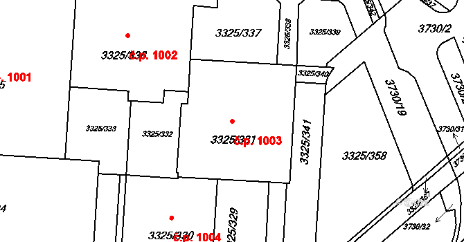 Lutyně 1003, Orlová na parcele st. 3325/331 v KÚ Horní Lutyně, Katastrální mapa