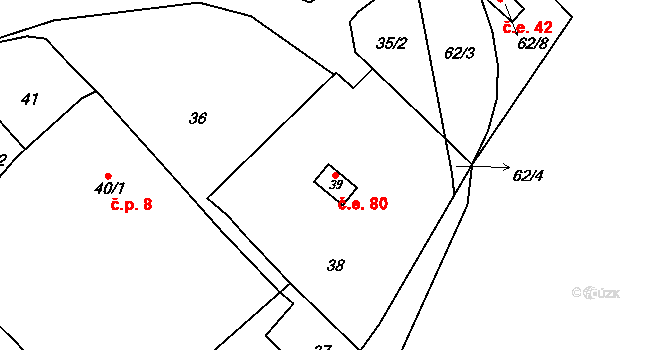 Chuderovec 80, Chuderov na parcele st. 39 v KÚ Chuderovec, Katastrální mapa