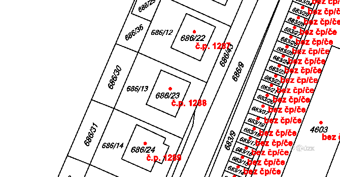 Žamberk 1288 na parcele st. 686/23 v KÚ Žamberk, Katastrální mapa