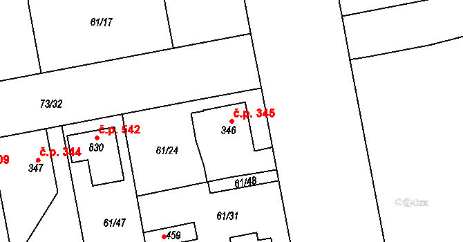 Litol 345, Lysá nad Labem na parcele st. 346 v KÚ Litol, Katastrální mapa