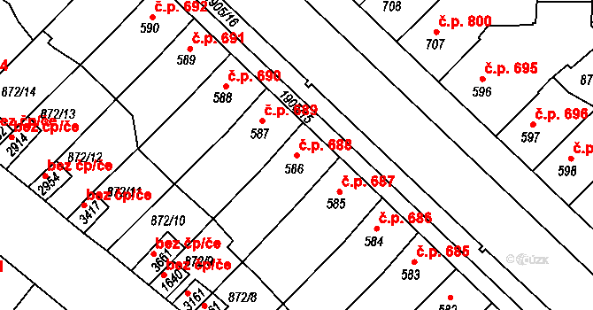 Předměstí 688, Svitavy na parcele st. 586 v KÚ Svitavy-předměstí, Katastrální mapa