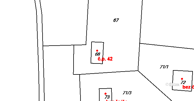 Děčín XXXIII-Nebočady 42, Děčín na parcele st. 68 v KÚ Nebočady, Katastrální mapa