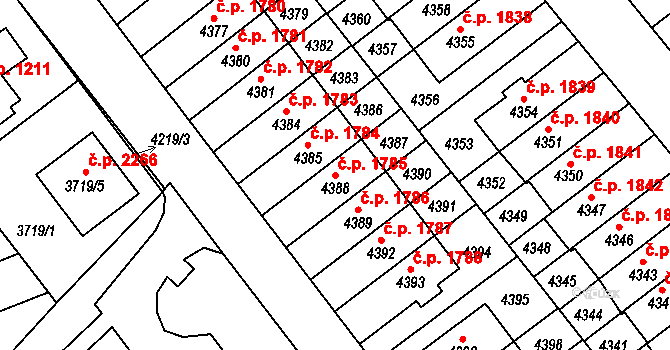 Řečkovice 1785, Brno na parcele st. 4388 v KÚ Řečkovice, Katastrální mapa