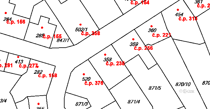 Benešov nad Ploučnicí 238 na parcele st. 358 v KÚ Benešov nad Ploučnicí, Katastrální mapa