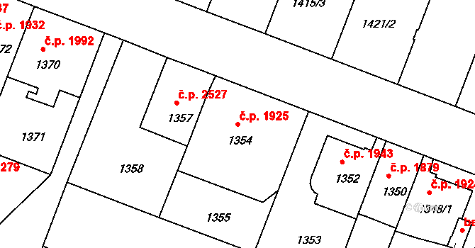 Tábor 1925 na parcele st. 1354 v KÚ Tábor, Katastrální mapa