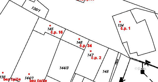 Dubenec 34, Dívčice na parcele st. 146 v KÚ Dívčice, Katastrální mapa
