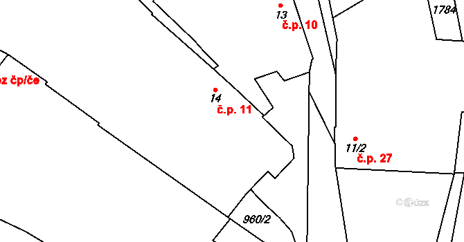 Sedlec 11, Temelín na parcele st. 14 v KÚ Sedlec u Temelína, Katastrální mapa