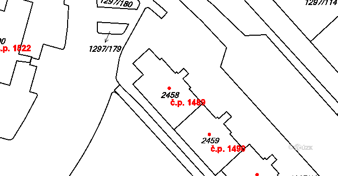 Trnovany 1489, Teplice na parcele st. 2458 v KÚ Teplice-Trnovany, Katastrální mapa