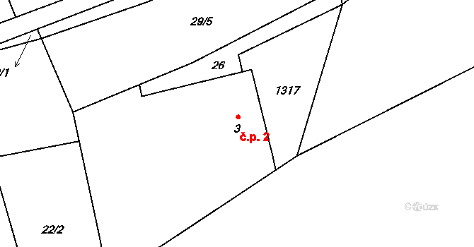 Lhota Netřeba 2, Podbřezí na parcele st. 3 v KÚ Lhota u Dobrušky, Katastrální mapa