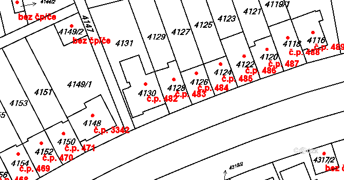 Záběhlice 483, Praha na parcele st. 4128 v KÚ Záběhlice, Katastrální mapa