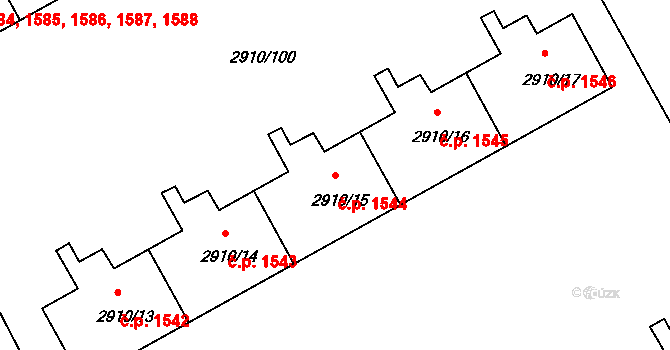 Nusle 1544, Praha na parcele st. 2910/15 v KÚ Nusle, Katastrální mapa