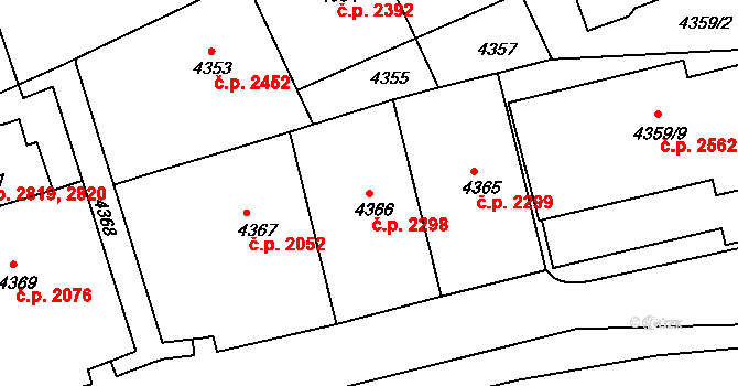 Smíchov 2298, Praha na parcele st. 4366 v KÚ Smíchov, Katastrální mapa