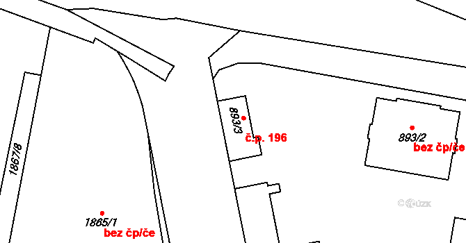 Vysočany 196, Praha na parcele st. 893/3 v KÚ Vysočany, Katastrální mapa