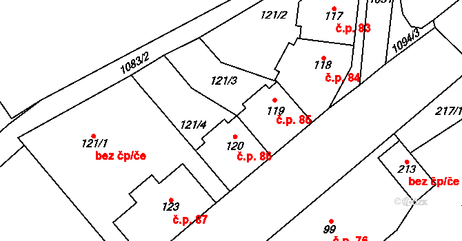 Libeč 86, Trutnov na parcele st. 120 v KÚ Libeč, Katastrální mapa