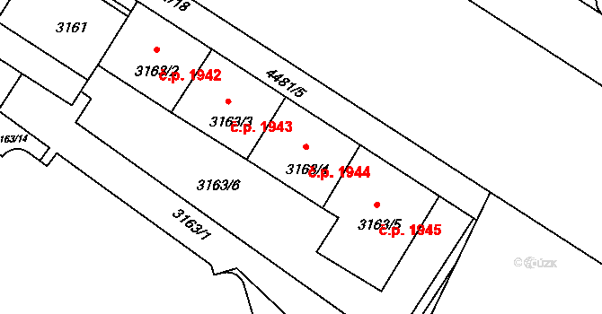 Strašnice 1944, Praha na parcele st. 3163/4 v KÚ Strašnice, Katastrální mapa
