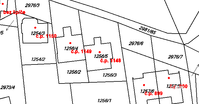 Sedlčany 1148 na parcele st. 1256/5 v KÚ Sedlčany, Katastrální mapa