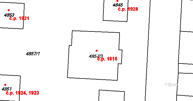 Česká Lípa 1915 na parcele st. 4857/3 v KÚ Česká Lípa, Katastrální mapa