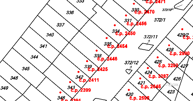 Chomutov 2446 na parcele st. 338 v KÚ Chomutov II, Katastrální mapa