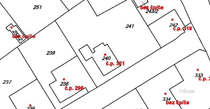 Liberec XI-Růžodol I 321, Liberec na parcele st. 240 v KÚ Růžodol I, Katastrální mapa