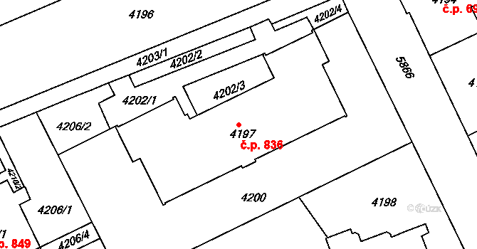 Liberec III-Jeřáb 836, Liberec na parcele st. 4197 v KÚ Liberec, Katastrální mapa