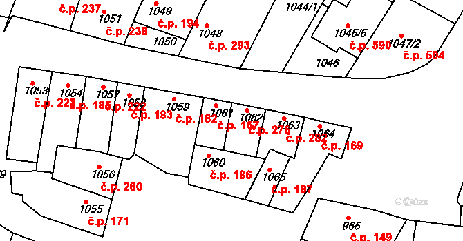 Blučina 276 na parcele st. 1062 v KÚ Blučina, Katastrální mapa