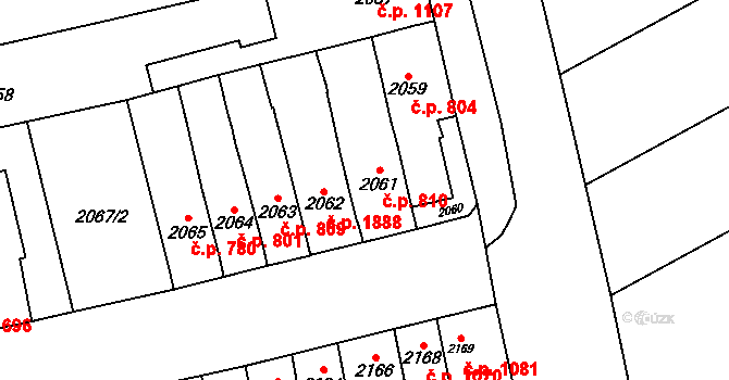 Šlapanice 810 na parcele st. 2061 v KÚ Šlapanice u Brna, Katastrální mapa