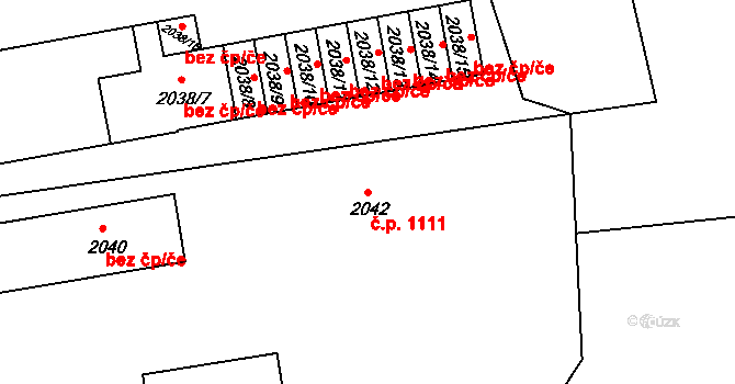 Rumburk 1 1111, Rumburk na parcele st. 2042 v KÚ Rumburk, Katastrální mapa