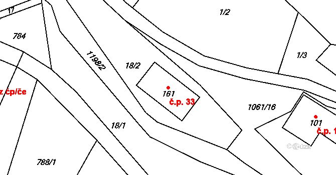 Knapovec 33, Ústí nad Orlicí na parcele st. 161 v KÚ Knapovec, Katastrální mapa